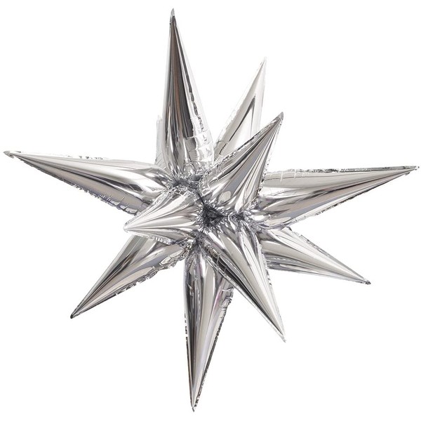 Large Foil 12 Point Silver Star Balloon