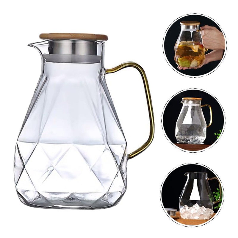GRIRIW Practical Cold Kettle Glass Water Pitcher Tea Infuser Heat