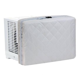 Demao Grey Window AC Covers for Inside, 21" × 15"× 3.5" Heavy Duty Cotton Padding, Keep Warm&Dust Proof Window AC Unit Protector for All Seasons，Universal Fit with Drawstring & Adjustable Strap