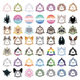 Pack of 50 Therian Stickers, Vinyl Cartoon Stickers for Car, Animal Line Stickers for Skateboard, Laptop, Luggage, Waterproof Therian Stickers Set, DIY Aesthetic Stickers for Children and Adults