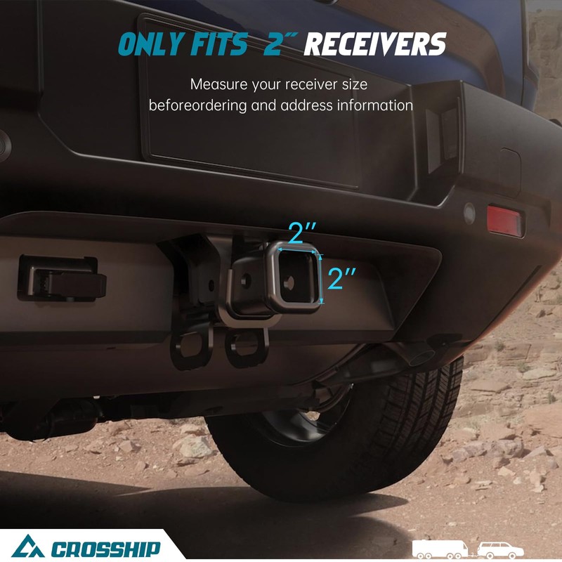 CROSSHIP Adjustable Trailer Hitch - Fits 2'' Receiver, 6'' Drop/Rise