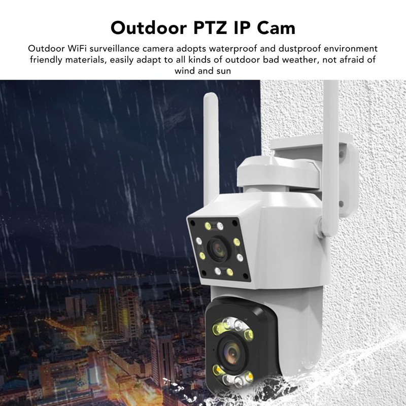 Outdoor WiFi Surveillance Camera 2 Lens Security PTZ IP Cam