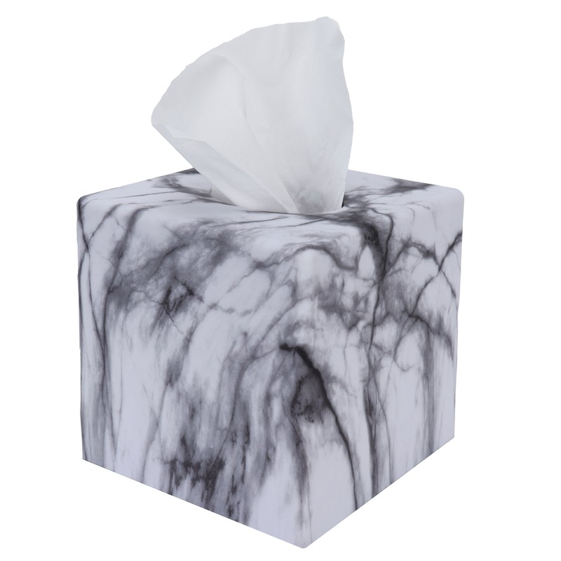 Tissue Box with Marble Printing Square Toilet Paper Holder for
