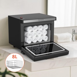 TASALON 8L Towel Warmer Hot Cabinet Box, Aluminum Inner Chamber, Removable Tray, Fast Heating for Beauty Spa Salon Massage - Black