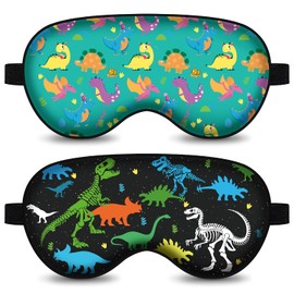 2 antifaces para dormir, lindo antifaz opaco con diseño de dinosaurios para niños, adolescentes y adultos, divertido antifaz con correa ajustable para fiestas en casa, viajes infantiles, suave