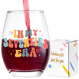 Lamyba 70th birthday gifts for women, 70th Birthday Decorations for Women - In My Seventies Era Wine Glass, Happy Turning 70 Year Old Birthday Gift Ideas for Women Friends Mom Wife, 15oz