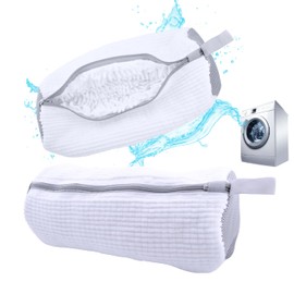 Shoe Cleaning Bag for Washing Machines (2 Bags included, White), Reusable, Durable Zipper - a Hangable Laundry Shoe Bag for Cleaning Most Shoe Types