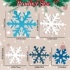 5Pcs Snowflake Christmas Table Decorations, White Blue Wooden Snowflakes Tabletop