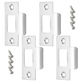 4PCS Door Strike Plate,Stainless Steel Door Latch,Door Latch Plate,Standard Tubular Latch Replacement 70mm X 40.3mm for Door Frame Door Jamb Standard Strike Plates with Repair Screws