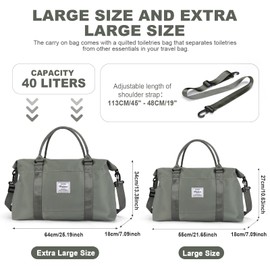 Sport Travel Duffle Bag Gym Tote Bag for Women Weekender Carry on Bags for Airplane Ladies Beach Hospital Overnight Luggage Bag Lightweight Waterproof with Wet Pocket Large Size,H3- Green