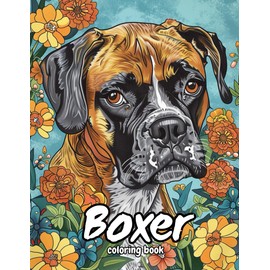Boxer Coloring Book: Anti Anxiety Stress Relieving Fun Easy Dog Designs in Cute Styles With Large Size 8.5x11 Inches 120 Pages
