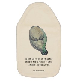 Mr. & Mrs. Panda Hot Water Bottle Sea Cow Happy – Gift, Hot Water Bottle with Cover, Holiday, Sea Creatures, Girlfriend, Hot Water Bottle Cover, Children's Hot Water Bottle, New Beginning, Heat Cushion, Self-Love, Grain Cushion