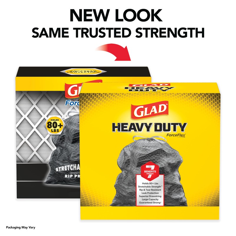 Glad Large 30 Gallon Trash Bags, Unscented Heavy Duty Garbage