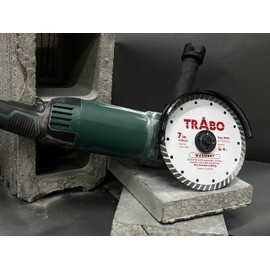 Trabo 7 Inch Masonry Turbo Rim Diamond Metal Bond Blade for Cutting Cement, Pavers, Concrete with Rebar, Natural Stone and More, with 7/8 Inch Arbor with 5/8 Inch Reducer Ring
