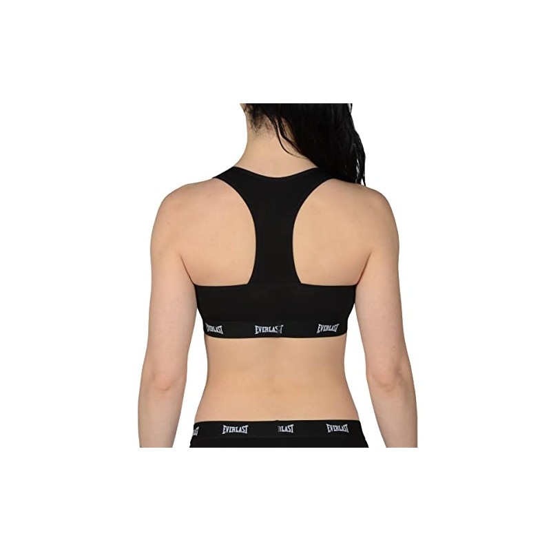 Everlast Womens Casual Sports Bra, COM D: Black, Black, Large