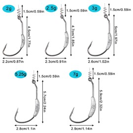 Pack of 20 Fishing Hooks with Weights Swimbait Jig Hooks with Twistlock Centring Pin, Soft Plastic Worm Fishing Hooks for Saltwater Freshwater (2/0-20pcs)