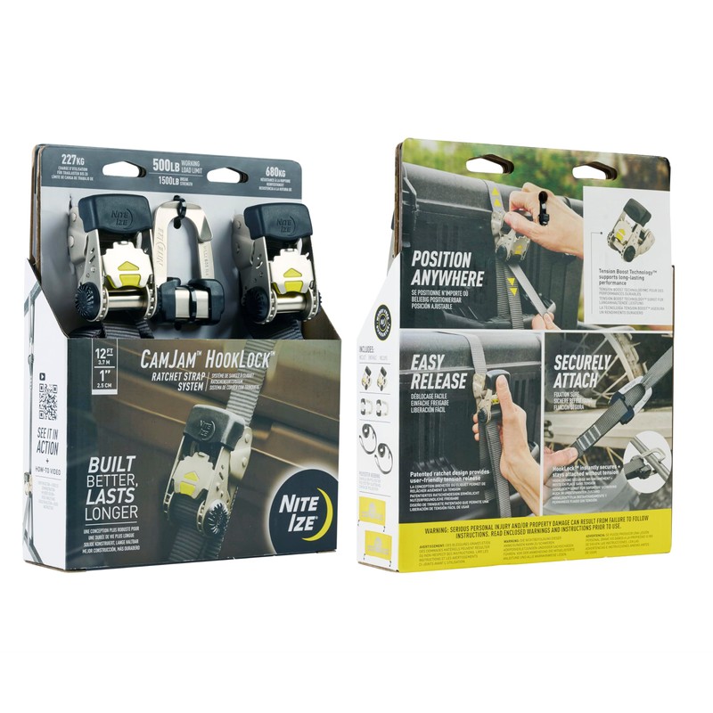 Nite Ize CamJam HookLock Ratchet Strap System - Adjustable, Heavy-Duty