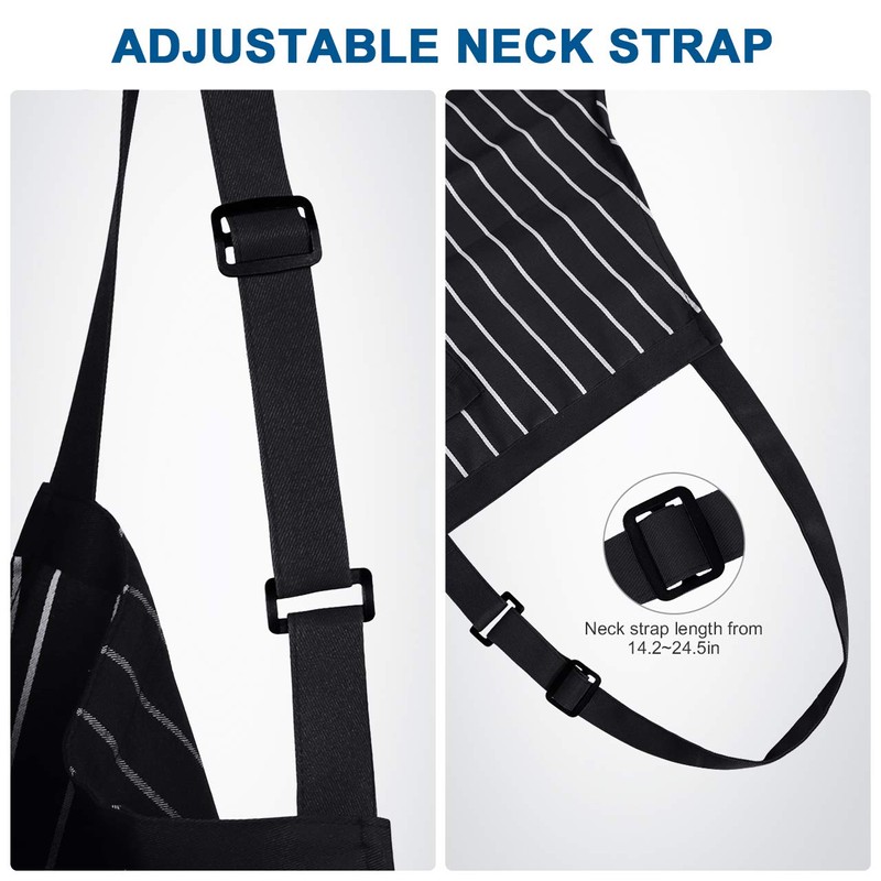 Syntus 2 Pack Adjustable Bib Apron with 3 Pockets Cooking