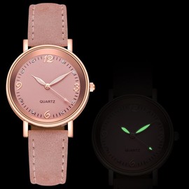 LIWEARE Women's Watch, Women's Analogue Quartz Watch with PU Leather Strap, Watches Women's Classic Watch Casual Quartz Watch Dress Watch, pink, Strap.