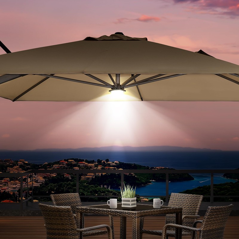 PURPLE LEAF Patio Umbrella Light with Remote Control Rechargeable with