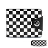 Tezmd Black and White Checkered Small Wallet Leather Slim Bifold