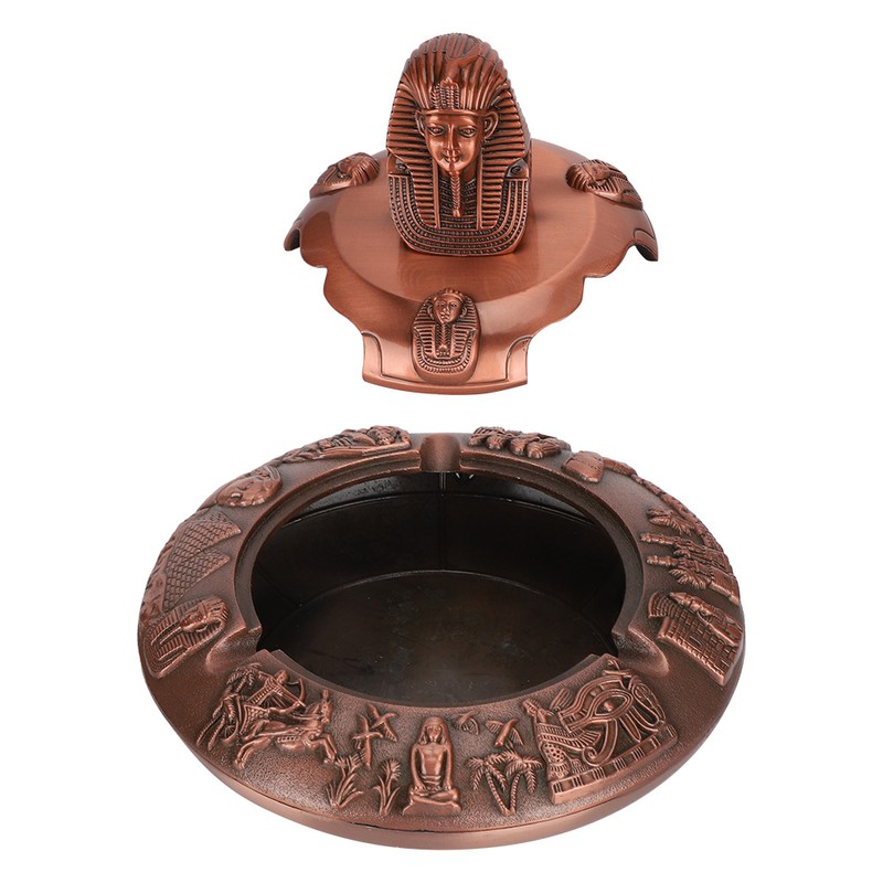 Metal Ashtray with Cover Retro Zinc Alloy Crafts Innovative Ornaments