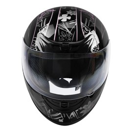 DOT Adult Motorcycle Flip Up Full Face Helmet Street Dirt Bike ATV Helmets (Black Pink Butterfly, X-Large)
