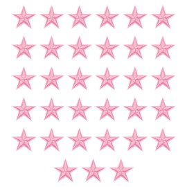sourcing map 33 Pcs 5Star Patches Iron on Patches, Pink Sew Embroidered Patches Appliques Embellishments 1.1IN Repair Patch for DIY Garment Craft Backpack Clothes Gift Decorations