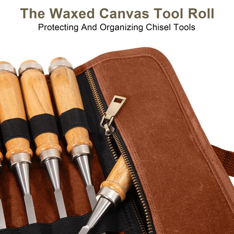 Chisel Roll,Tool roll up bag,Waxed Canvas Roll Up Tool Bag,Heavt