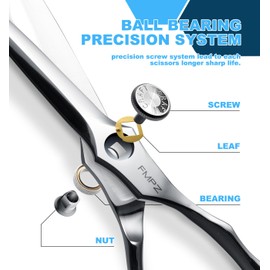 FMPZ Professional Barber Scissors 6" Hair Shears with Japanese Steel - 60HRC Hardness with Cobalt Alloy Anti-Fatigue Design for Salon & Home Use (6'' Professional Hair Shears)