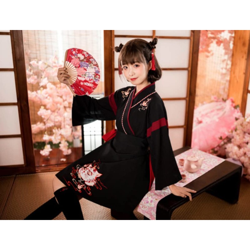 Lady Lazy Taisho Roman Hakama Set, Short, Shrine Maiden, Yukata,