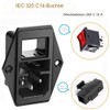 IEC Built-in Socket C14, with Black Switch and Fuse, 3-Pin