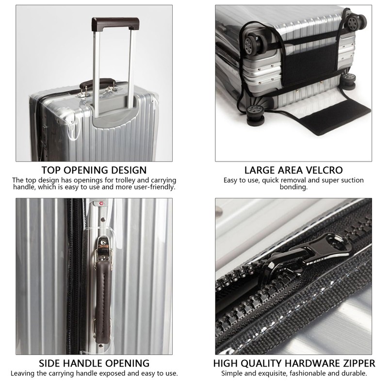 Linpr Transparent PVC Suitcase Protector, No Disassembly Required Clear Luggage
