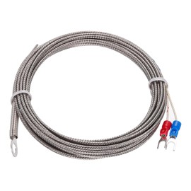 sourcing map K Type Thermocouple Temperature Sensor PT100 6mm Ring High Temperature Probe 13ft Wire 0 to 600°C(32 to 1112°F) Stainless Steel