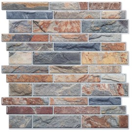 STICKGOO Thicker Design Peel and Stick Tile Backsplash, 12”×12” Stick on Backsplash for Kitchen, Self Adhesive Tile Stickers for Kitchen Backsplash and Bathroom(10 Sheets, Vintage Stone)