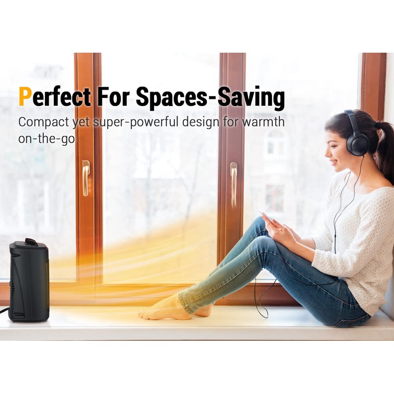 Space Heater, 1500W Electric Heaters Indoor Portable with Thermostat, PTC