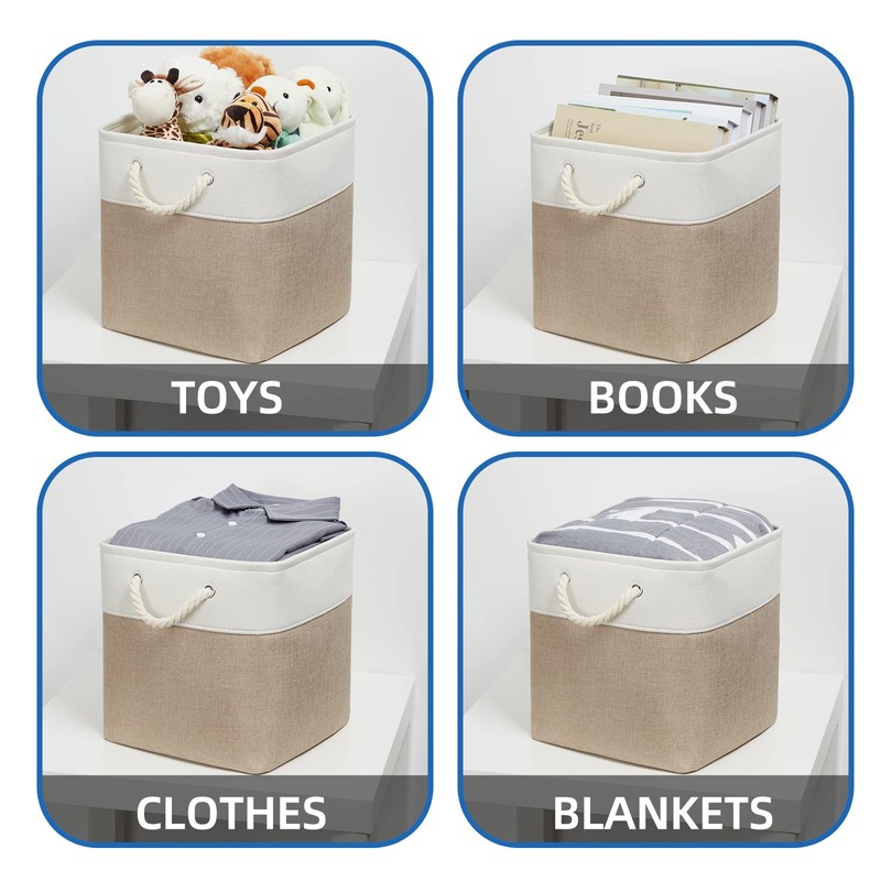 Temary Cube Storage Baskets 4 Pack 13x13 Fabric Cube Storage