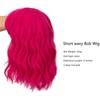 Bob Hot Pink Wig for Women Curly Hair with Bangs