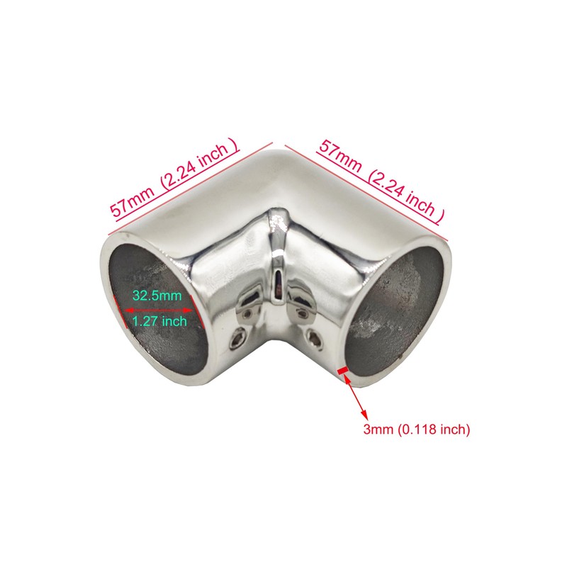 LBKYJ Boat Handrail Fitting, 2-Way 90 Degree Elbow Hardware, 316