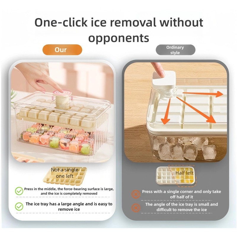 Ice Tray、Ice Cube Tray, Square Ice with Airtight Lid (56