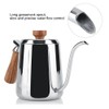 304 Stainless Steel Wooden Handle Drip Coffee Pot Long Gooseneck