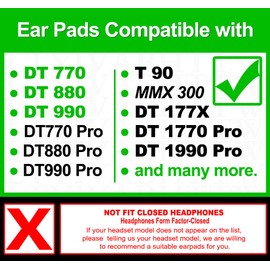 Earpads Compatible with DT770, DT880, DT990, DT 770 Pro, DT 880 Pro, DT 990 Pro, DT 1770 Pro, MMX 300, DT 1990 Pro, DT 177X, T 90 Headphones (Soft Velour)