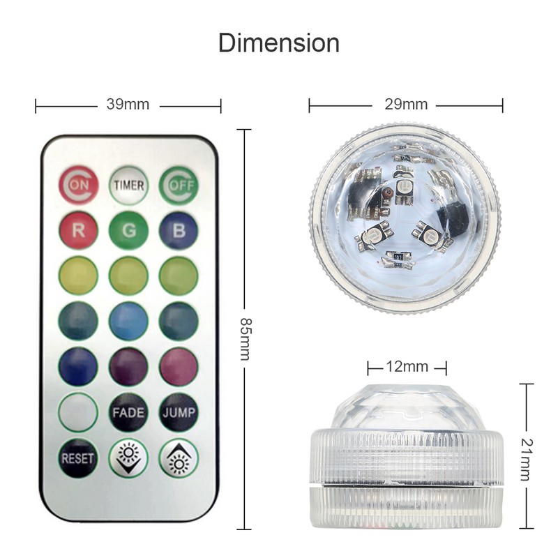 Mini LEDs RGB Submersible Light Colorful Lamp Underwater Candle Light