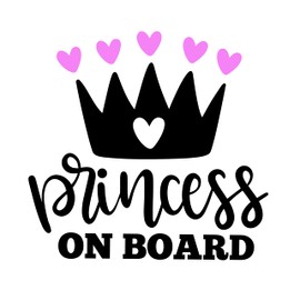 Princess on Board Car Sticker, Baby Girl Car Window Sticker, Baby Safety Sign Decal Car Sticker, Waterproof Vinyl Car Sticker for Child Safety, Car Window Sticker, Baby Girl Child Safety Car Sticker