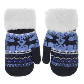 JINTN Kids Cartoon Deer Winter Warm Glove Boys Girls Lovely Plush Mitten Hand Covers Thicken Thermal Knitter Glove Children Full Finger Outdoor Gloves for Xmas Brithday Gifts