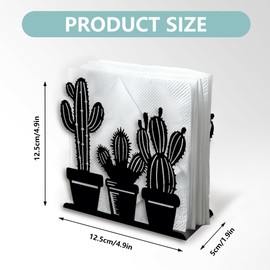 Doodlream Cactus Napkin Holder Decorative Black Metal for Table Napkin Holder Standing 12 x 12 x 5 cm for Home Kitchen Restaurant Picnic Party Coffee Bar Dining Room