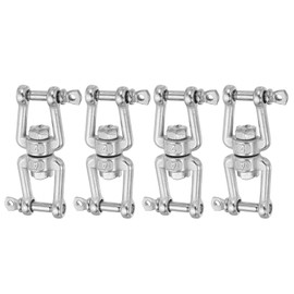 sourcing map Heavy Duty M4 Double Swivel Eye Hook, 304 Stainless Steel Ended Jaw x Jaw Chain Swivel Shackle Ring Connector Load 90 KG/198 lbs for Hanging, Pack of 4