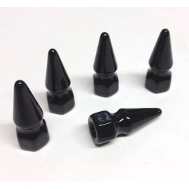 diycycleparts 5 BLACK POWDER SPIKE NUTS 1/4"-20 chopper bobber cafe harley hd hot rod xs650 xl