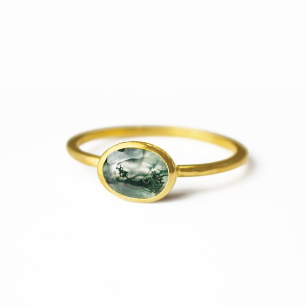 Tiny Oval Gemstone Stacking Ring, Minimalist Thin Ring Band, Everyday