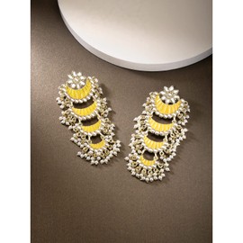 Aheli Drop Faux Pearls Stone Studded Dangle Earrings Indian Traditional Bollywood Jewelry Gift for Women